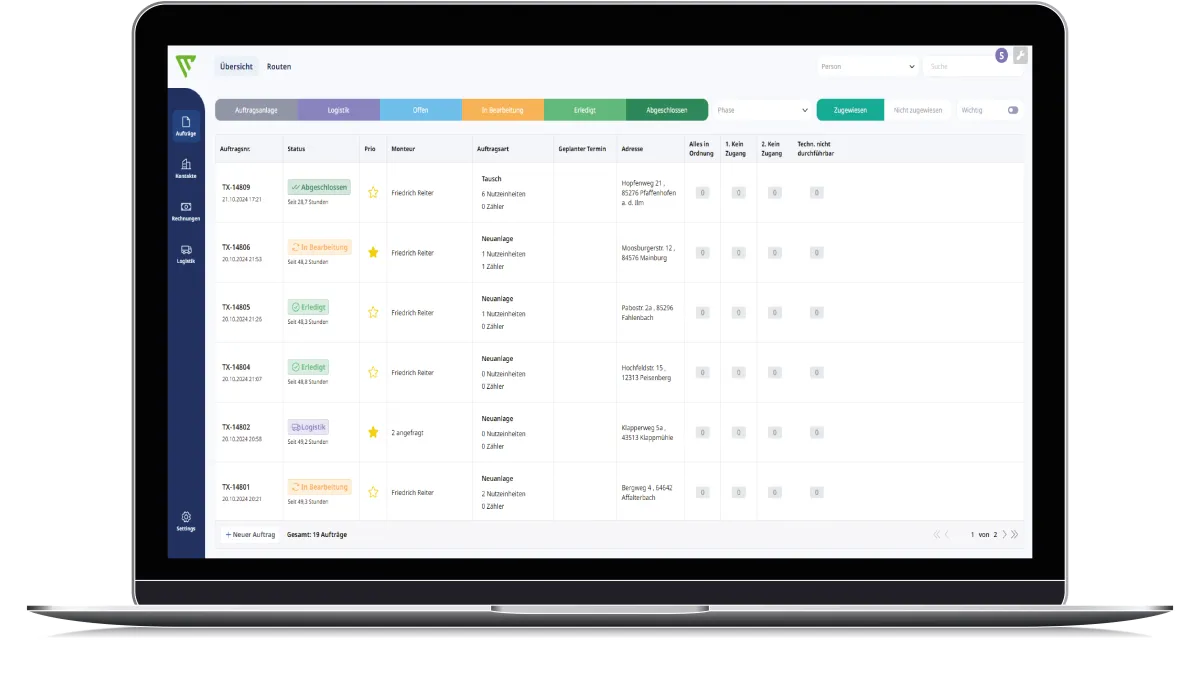 Laptop mit Thermotex-Software für digitale Zählerablesung von Messtex