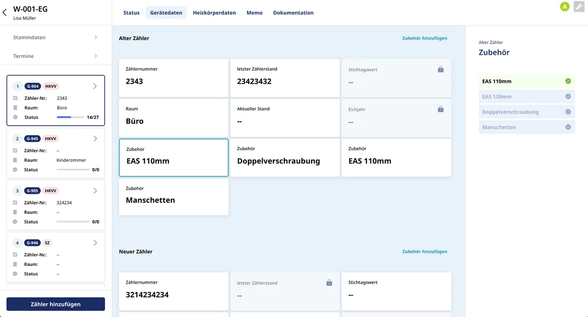 Thermotex-Software für Montage bei Zählerwechsel